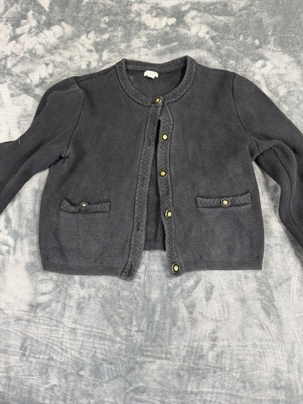 J.Crew Womens Gray Gold Button Knit Cardigan M